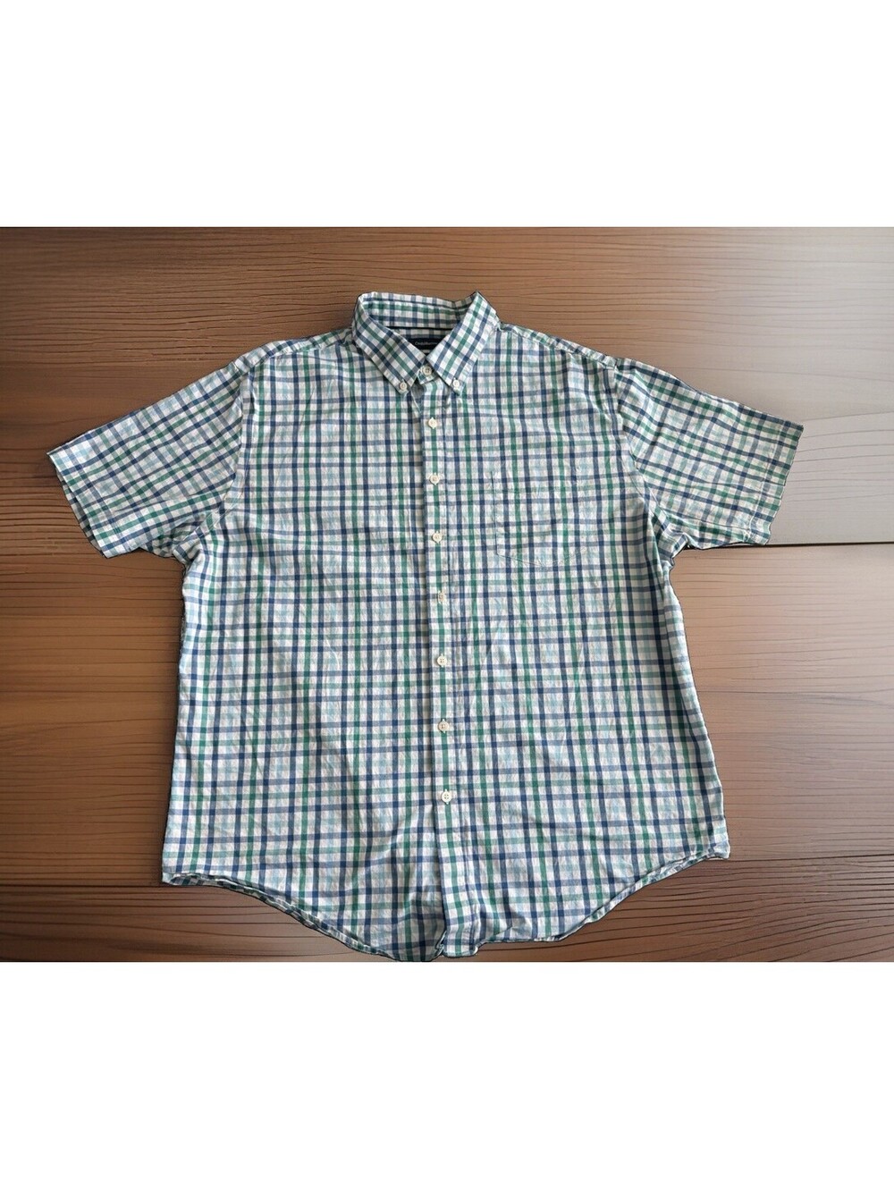 Croft & Barrow XL Cotton Plaid Short Sleeve Button Down Shirt Wrinkle Resistant